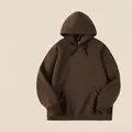 Oversized deep brown heavyweight fleece hoodie with kangaroo pocket - S / Tops / Coffee