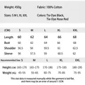 Size chart for 450g heavy cotton washed vintage hooded sweatshirt with detailed measurements - S / Tops / New BOX Size Chart
