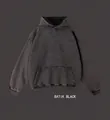 Heavyweight vintage washed cotton hoodie in batik black with streetwear aesthetic - S / Tops / Batik Black