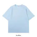 Heavyweight 260G combed cotton drop shoulder T-shirt in ice blue color. - S / Tops / Ice Blue