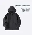 Thickened dark gray fleece-lined zip-up hoodie for winter warmth - S / Tops / Iron Grey