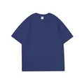 Men's heavyweight navy blue 260g combed cotton short sleeve T-shirt with drop shoulder design - S / Tops / Navy Blue
