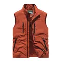 Gebrannt oranger Outdoor-Utility-Weste mit mehreren funktionellen Reißverschlusstaschen - M / Oberteile / Ziegelrot