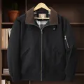 Men's washed cotton flight jacket in black, classic MA1 style for spring and autumn - Black / L