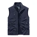 Marineblauer Outdoor-Fleece-Gilet mit vielen Taschen zum Angeln und Fotografieren - M / Oberteile / Dunkelblau