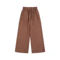 Oversized brown washed distressed heavyweight cotton sweatpants with drawstring waist - S / Bottoms / Coffee