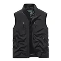 Zwart outdoor herenvest met warme fleecevoering en handige zakken met ritssluiting - M / Tops / Zwart