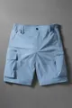 Light blue quick-dry cargo shorts for men with multiple zipper pockets - 3XL / Bottoms / Cobalt Blue