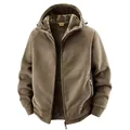 Chaqueta polar marrón con capucha para hombre con forro térmico grueso para invierno - M / Tops / Marrón