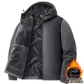 Warm men's dark grey hooded fleece jacket featuring windproof Oli fleece thermal lining - M / Tops / Gray