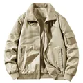 Men's khaki flight jacket featuring thick sherpa fleece lining and ribbed cuffs - M / Tops / Off White