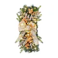 Pre-lit Christmas teardrop swag with gold glitter bow and berries for holiday door decor. - 45cm / Gold