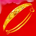 Brazalete clásico de aleación de cobre dorado con elegantes grabados de estrellas y flores - Brazalete de Estrellas Completas (SZF0201-02 Estilo 5)
