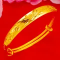 Brazalete ajustable chapado en oro tradicional con grabado floral sobre fondo rojo - Brazalete Pez (SZF0201-03 Estilo 6)