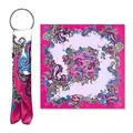 Bright fuchsia satin square scarf with colorful paisley pattern for women's fashion - 90x90cm / Rose Red