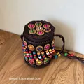Mini bolso bandolera bohemio hecho a mano con cuentas de colores, tamaño 9,5x7 cm - Mini Monedero de Cáscara de Coco Multicolor (9.5x7cm) / 9.5x7cm / Multicolor