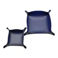 Juego de dos bandejas de cuero PU azul oscuro con broches dorados para organizar mesa. - 25*25 / Azul marino
