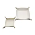 Bandeja organizadora cuadrada de cuero PU minimalista para escritorio en blanco crema - 15*15 / Blanco
