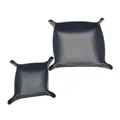 Juego de dos bandejas cuadradas de cuero PU negro para organizar bien el escritorio - 15*15 / Negro