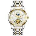TEVISE men's automatic mechanical watch featuring a silver and gold two-tone finish - Two-tone Gold White Dial