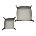 Juego de dos bandejas de almacenamiento cuadradas de cuero PU gris para llaves y joyas - 15*15 / Gris claro