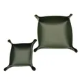 Juego de dos bandejas de almacenamiento cuadradas de cuero PU verde oscuro para llaves - 15*15 / Verde Oscuro