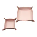 Elegante juego de bandejas cuadradas de cuero PU rosa para organizar mesa y joyas - 15*15 / Rosa