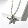 Collana con ciondolo a stella marina e cordoncino intrecciato bianco e oro - 14k / Argento