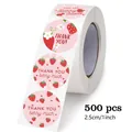 Strawberry Thank You adhesive stickers, 500 pcs, 1 inch roll for baking and party favors - 500 Pieces/Pack (2.5cm/1inch)