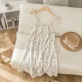 Sweet white cotton gauze spaghetti strap nightgown with cute black rabbit print for summer - M / Nightdress / Black Rabbit