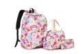 Set scuola 3 pezzi con zaino, borsa pranzo e astuccio, stampa colorata di arcobaleni e stelle - Arcobaleno