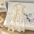 Sweet cotton gauze nightdress featuring cute cartoon koala print and tie straps. - M / Nightdress / Branch Koala