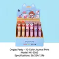 Lot de stylos à bille 10 couleurs avec topper chiot mignon dans une boîte présentoir - Style Fête de Chiens (KK-3062) / 0.7mm