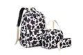 Set scuola da 3 pezzi con zaino stampa mucca, borsa termica pranzo e astuccio coordinato - Mucca