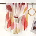 Elegante sciarpa in seta leggera con stampa a foglie colorate per la spiaggia estiva - Foglia Grande Multicolore Bianco / 160