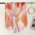 Elegante sciarpa lunga leggera con stampa di foglie autunnali per protezione solare - Foglia Grande Rosa Chiaro / 160