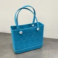 Borsa da spiaggia impermeabile in EVA blu con fori per viaggi estivi al mare - Verde Lago / 36*13*30 Cm 【24 Pezzi/scatola】