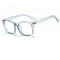 Stylish light blue transparent square frame anti-blue light glasses for men and women - Transparent Blue / New Style
