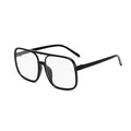 Lunettes de style hip-hop des années 90 surdimensionnées avec monture carrée noire et verres clairs - Lunettes Carrées à Monture Noire