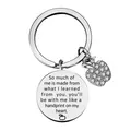 Stainless steel engraved keychain for teachers with apple charm and heartfelt message - Learned From You Style (615)