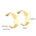 Boucles d'oreilles créoles en acier inoxydable doré avec un design de disque - Style Forme C Géométrique en Pièces Rondes Épissées (EA553001G)
