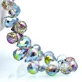 Faceted iridescent K9 crystal glass teardrop beads with AB coating for jewelry making - 6mm (Approx. 87 beads/string) / Rose Red Green