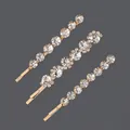 Set of 3 gold crystal bobby pins featuring sparkling round clear rhinestones - Bobby Pin (HS-J6448G) / 3pcs / Gold