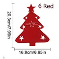 Set van 6 rode kerstboom vilten bestekhouders met wit sterpatroon kersttafel decor - Ster Stijl / Set van 6 / Rood