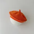 Klassieke effen oranje gebreide babybaret met een zachte geribbelde rand voor peuters - Oranje Fopspeen
