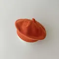 Effen oranje gebreide baret voor baby's en kinderen, trendy herfstaccessoire - Speenkaramel