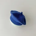 Gezellige blauwe gebreide babybaret met geribbelde rand en detail bovenaan de steel - Blauwe Fopspeen