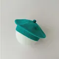 Zachte groenblauwe gebreide baby baret in klassieke schilderstijl voor herfst en winter - Pauwblauwe Fopspeen