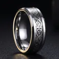 8mm stainless steel ring featuring intricate dragon pattern with silver and gold accents - Size 7 / Black Base Silver Pattern Celtic Knot
