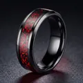Premium 8mm black stainless steel band ring featuring a detailed red dragon pattern inlay - Black Plated Red Base Black Dragon / US 6